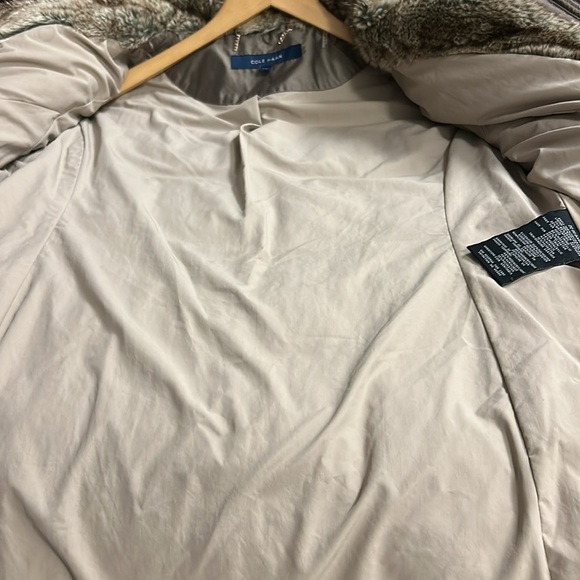 Cole Haan brown parka with faux fur hood - Picture 3 of 6